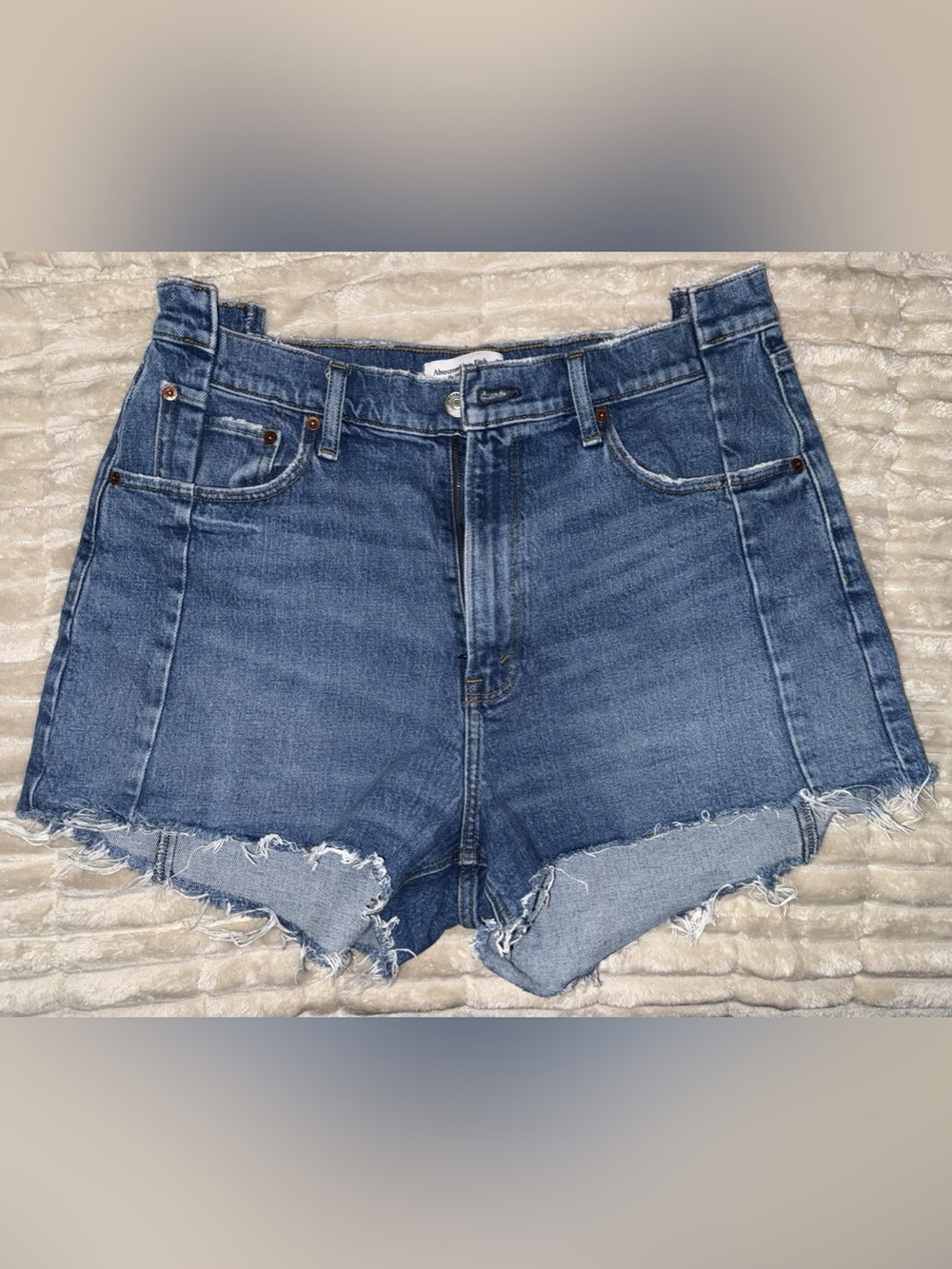 Abercrombie & Fitch Curve Love High Rise Mom Short Blue Waist 32